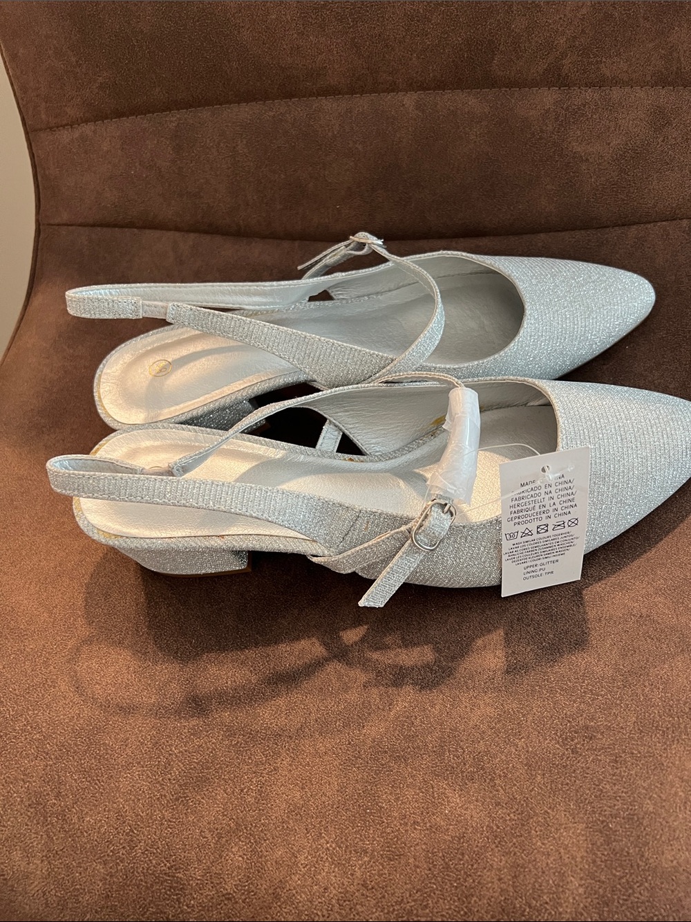 Silver Slingback Pointed Toe - Picture 2 of 5